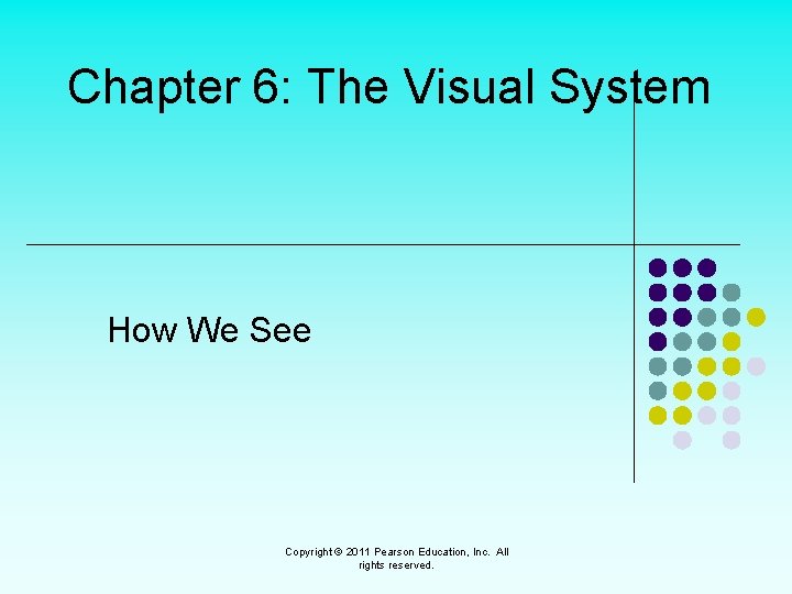 Chapter 6: The Visual System How We See Copyright © 2011 Pearson Education, Inc.