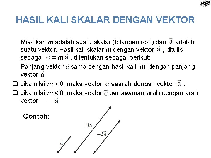 HASIL KALI SKALAR DENGAN VEKTOR Misalkan m adalah suatu skalar (bilangan real) dan adalah