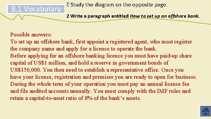 8. 1 Vocabulary E Study the diagram on the opposite page. 2 Write a