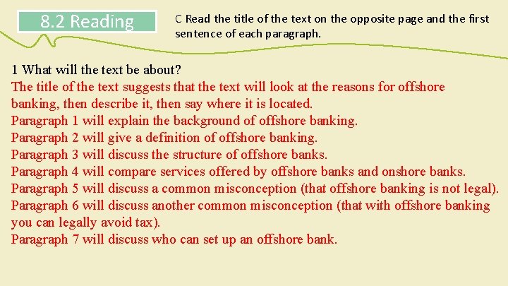 8. 2 Reading C Read the title of the text on the opposite page