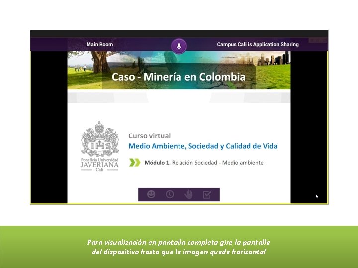 Para visualización en pantalla completa gire la pantalla del dispositivo hasta que la imagen
