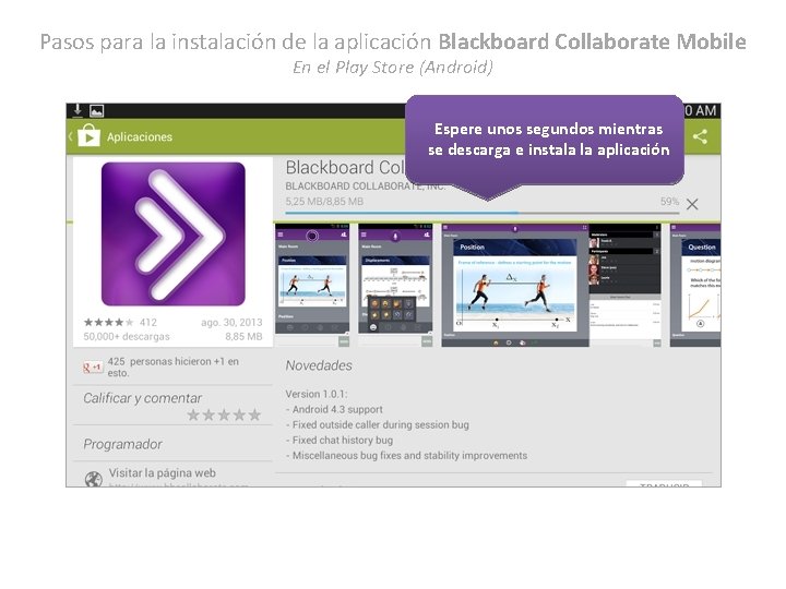 Pasos para la instalación de la aplicación Blackboard Collaborate Mobile En el Play Store