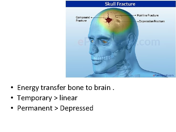  • Energy transfer bone to brain. • Temporary > linear • Permanent >
