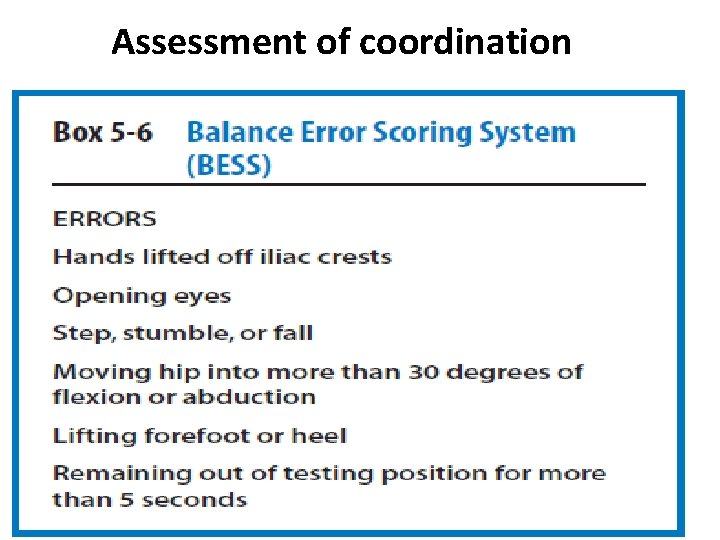 Assessment of coordination 