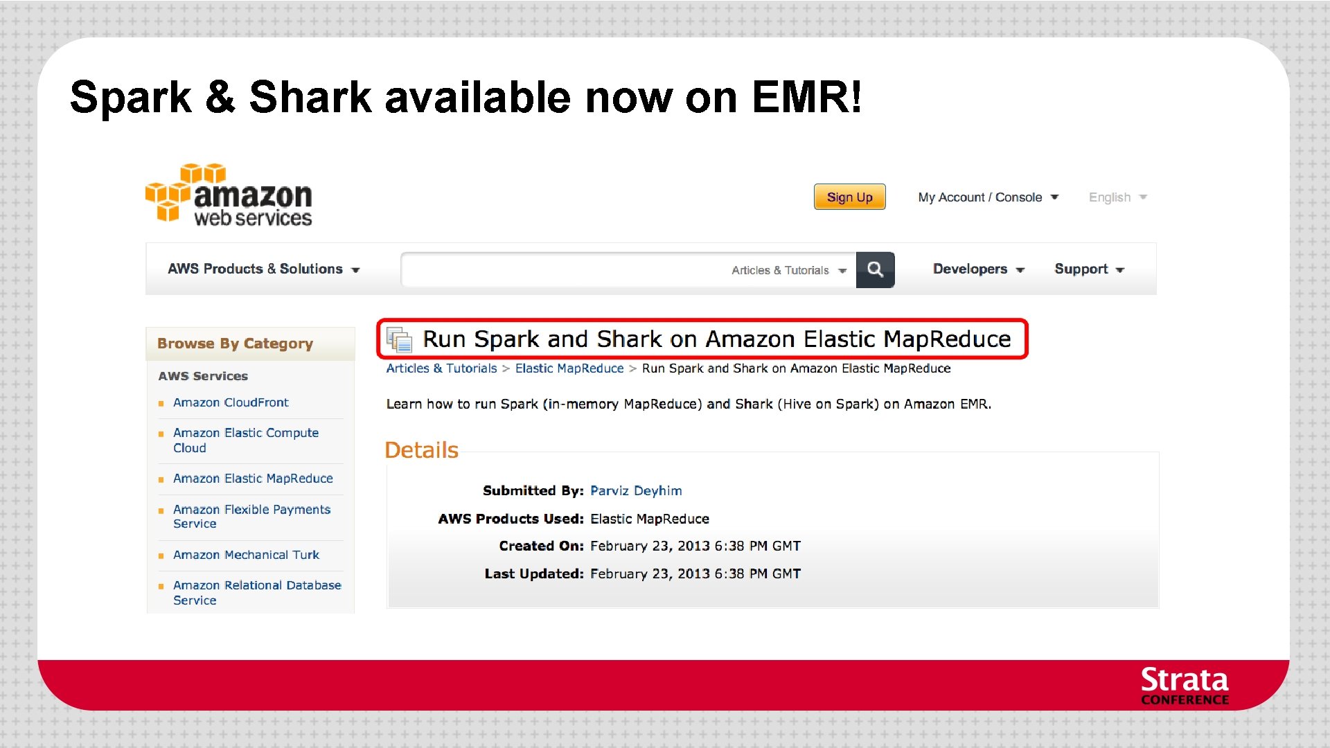 Spark & Shark available now on EMR! 