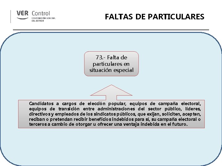 FALTAS DE PARTICULARES 73. - Falta de particulares en situación especial Candidatos a cargos