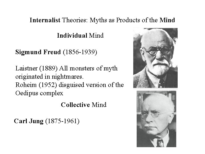 Internalist Theories: Myths as Products of the Mind Individual Mind Sigmund Freud (1856 -1939)