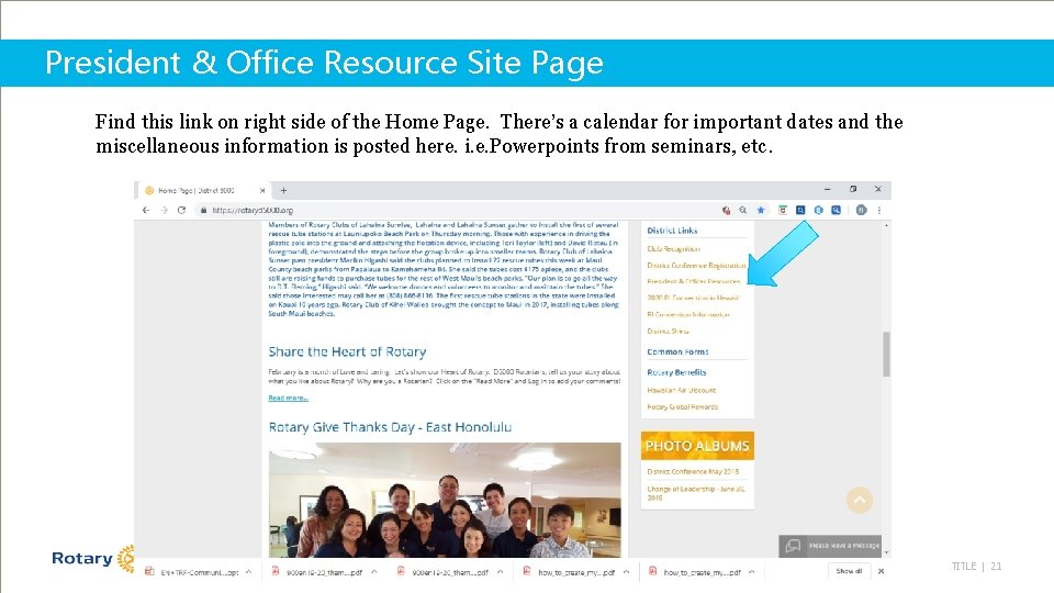 President & Office Resource Site Page Find this link on right side of the