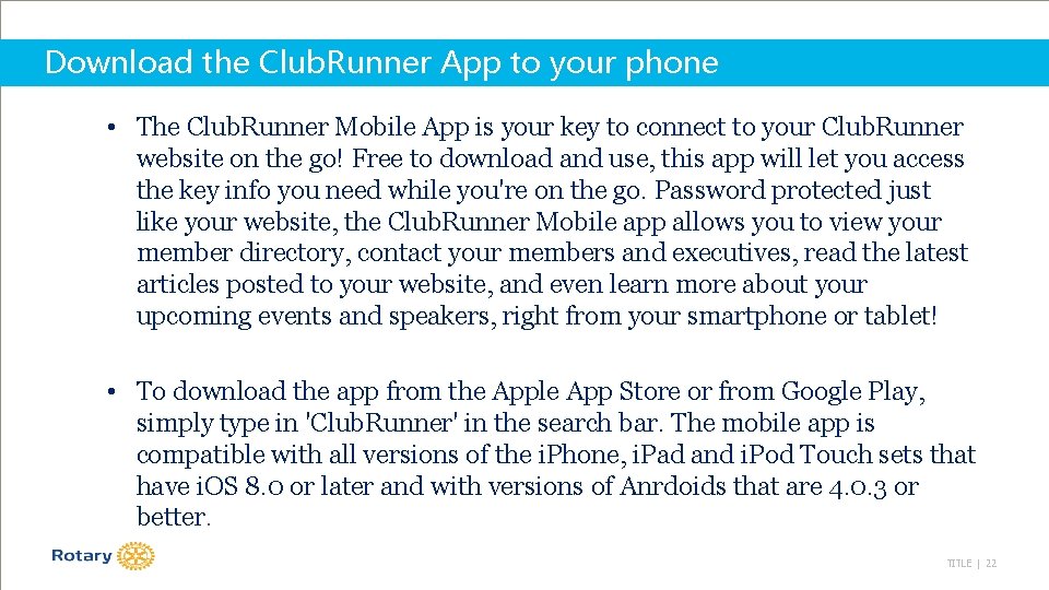 Download the Club. Runner App to your phone • The Club. Runner Mobile App