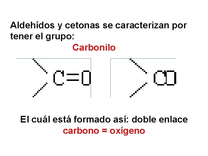 Aldehídos y cetonas se caracterizan por tener el grupo: Carbonilo El cuál está formado
