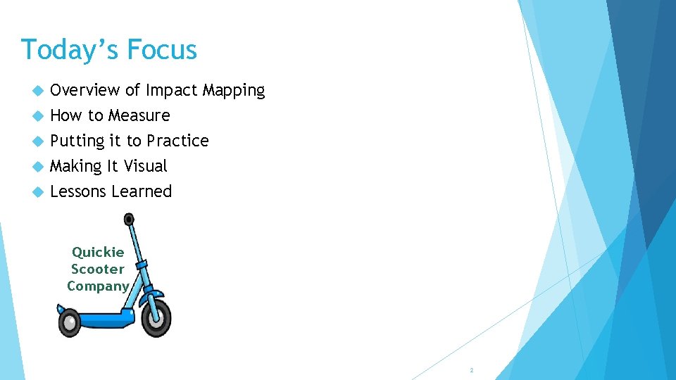 Today’s Focus Overview of Impact Mapping How to Measure Putting it to Practice Making Today’s Focus Overview of Impact Mapping How to Measure Putting it to Practice Making