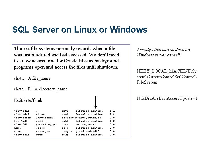 SQL Server on Linux or Windows The ext file systems normally records when a