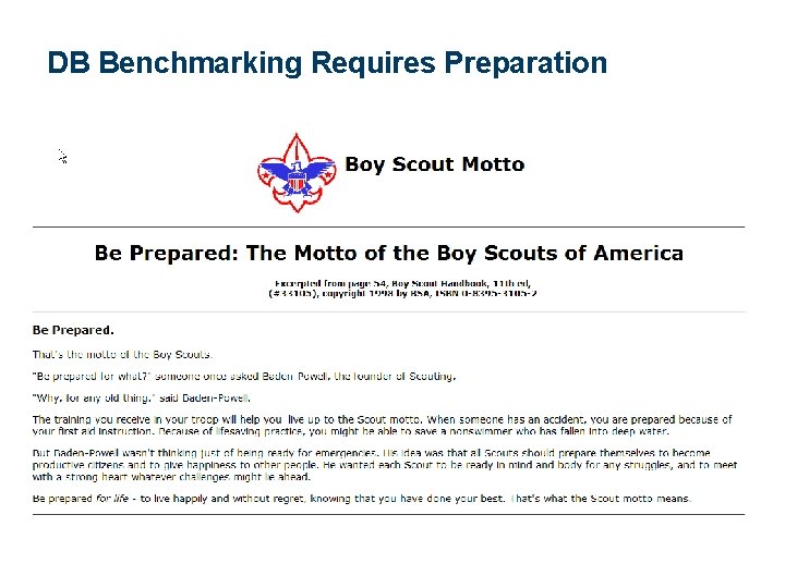 DB Benchmarking Requires Preparation 