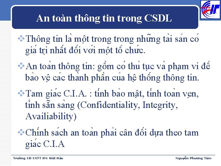 An toàn thông tin trong CSDL v. Thông tin la mô t trong như