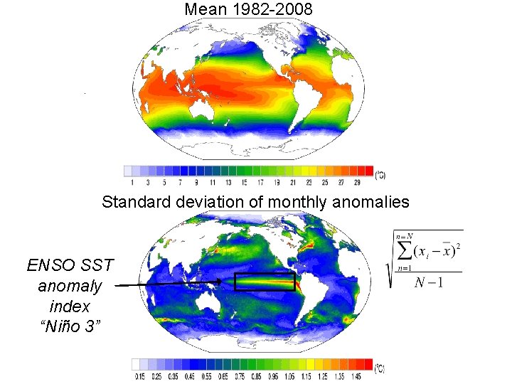 Mean 1982 -2008 Standard deviation of monthly anomalies ENSO SST anomaly index “Niño 3”