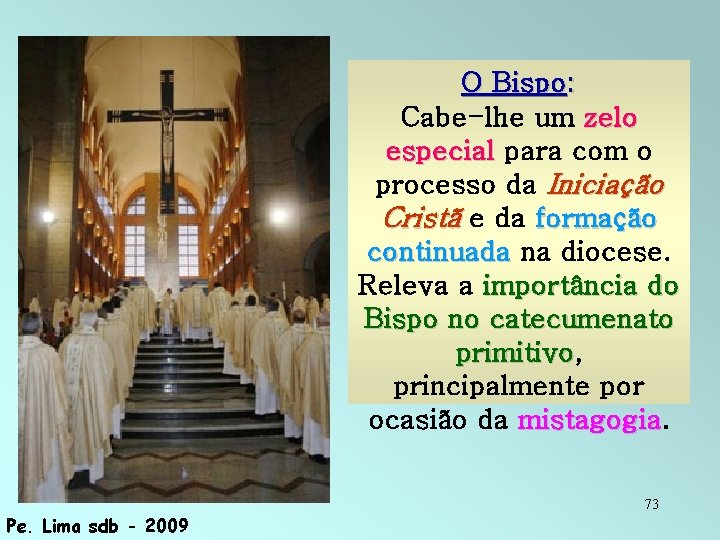O Bispo: Cabe-lhe um zelo especial para com o processo da Iniciação Cristã e