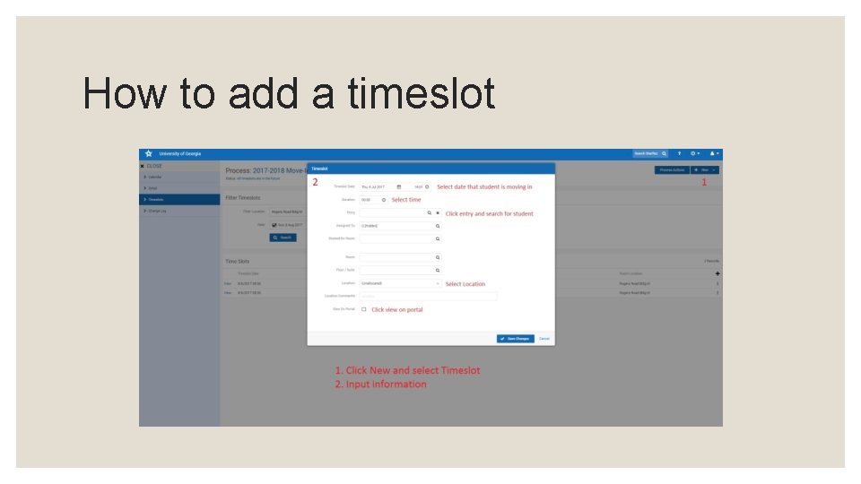 How to add a timeslot 