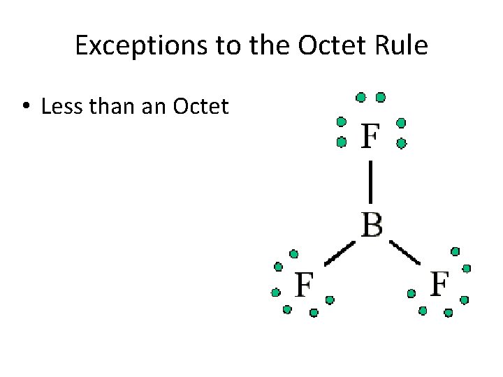 Exceptions to the Octet Rule • Less than an Octet 