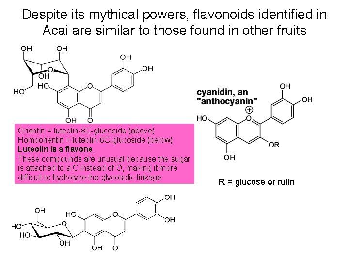 Despite its mythical powers, flavonoids identified in Acai are similar to those found in