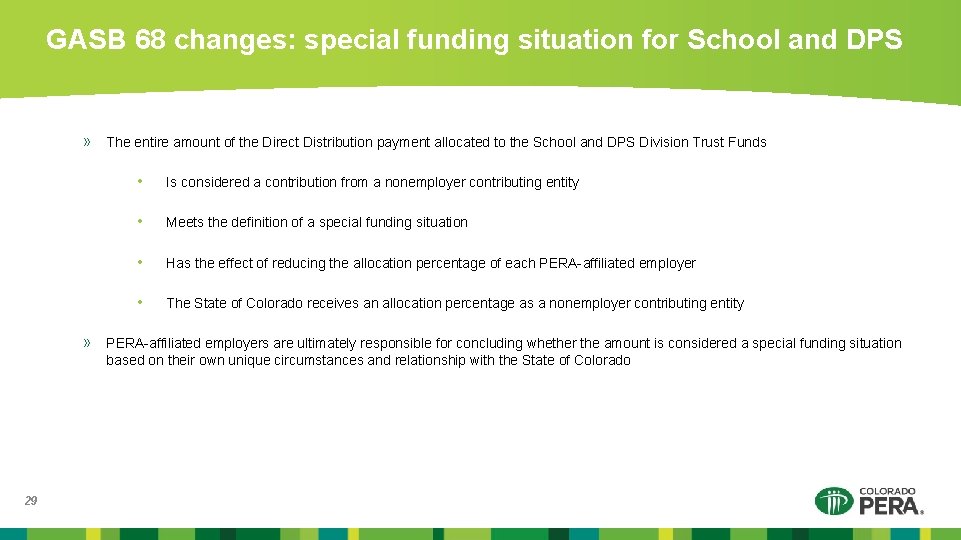 GASB 68 changes: special funding situation for School and DPS » The entire amount