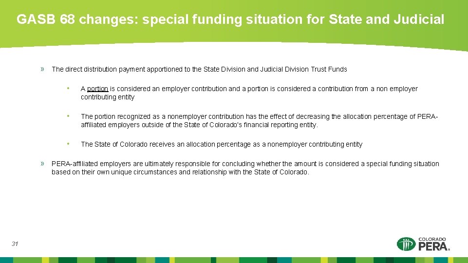 GASB 68 changes: special funding situation for State and Judicial » The direct distribution