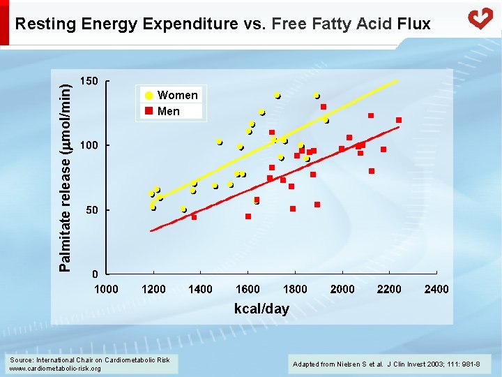 Palmitate release ( mol/min) Resting Energy Expenditure vs. Free Fatty Acid Flux Women Men