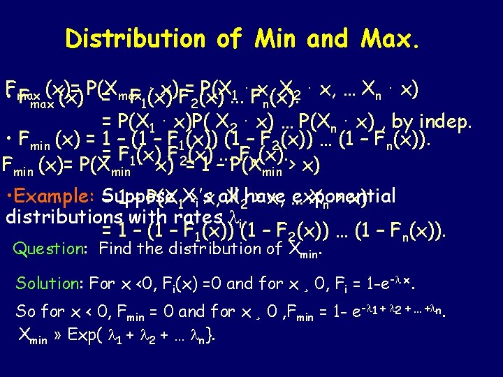 Distribution of Min and Max. F · x)F= (x) P(X. . . X 2