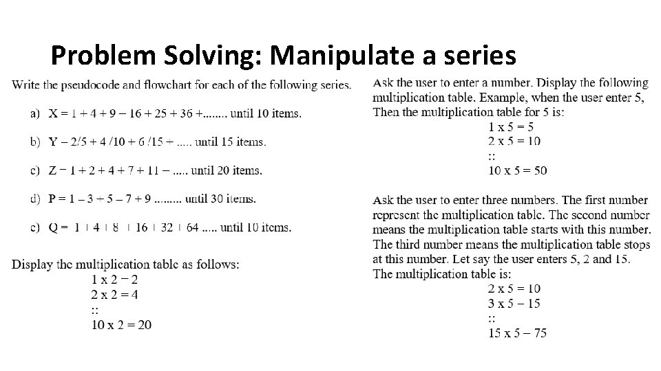 Problem Solving: Manipulate a series 