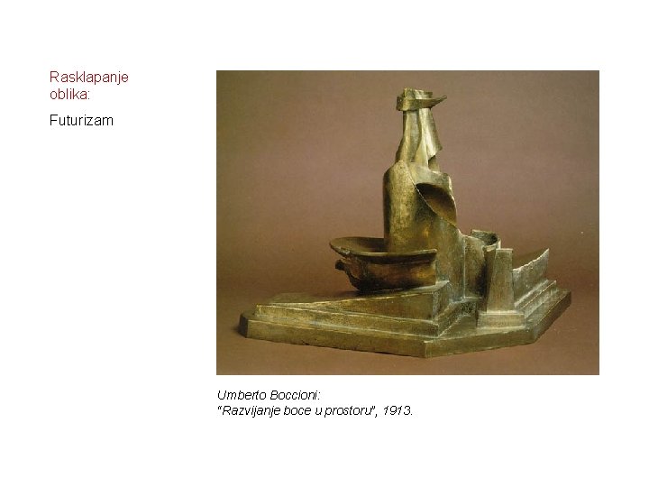 Rasklapanje oblika: Futurizam Umberto Boccioni: “Razvijanje boce u prostoru”, 1913. 