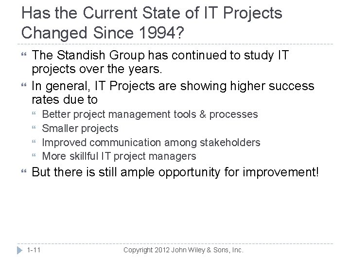 Has the Current State of IT Projects Changed Since 1994? The Standish Group has