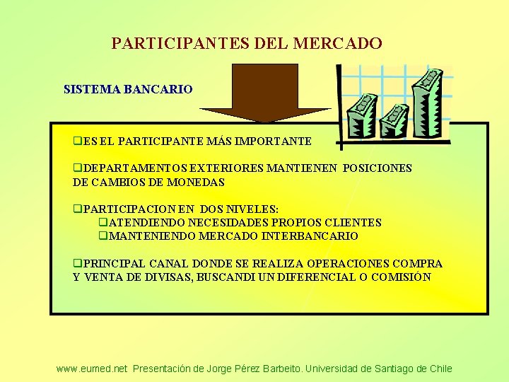 PARTICIPANTES DEL MERCADO SISTEMA BANCARIO q. ES EL PARTICIPANTE MÁS IMPORTANTE q. DEPARTAMENTOS EXTERIORES