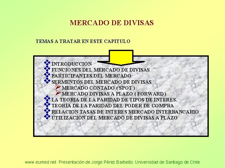 MERCADO DE DIVISAS TEMAS A TRATAR EN ESTE CAPITULO v. INTRODUCCIÓN v. FUNCIONES DEL