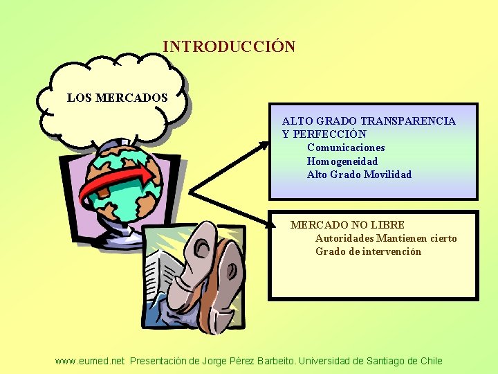 INTRODUCCIÓN LOS MERCADOS ALTO GRADO TRANSPARENCIA Y PERFECCIÓN Comunicaciones Homogeneidad Alto Grado Movilidad MERCADO