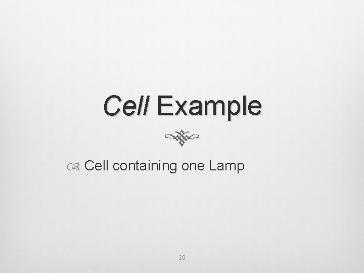 Cell Example Cell containing one Lamp 20 