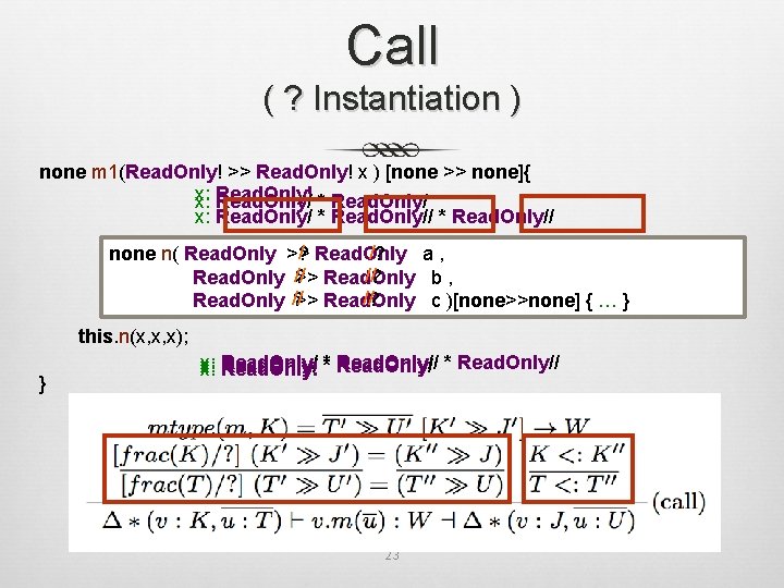 Call ( ? Instantiation ) none m 1(Read. Only! >> Read. Only! x )