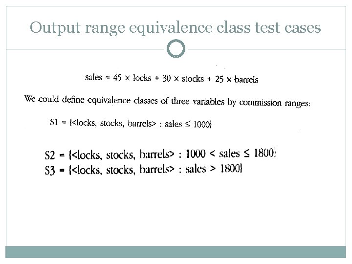 Output range equivalence class test cases 