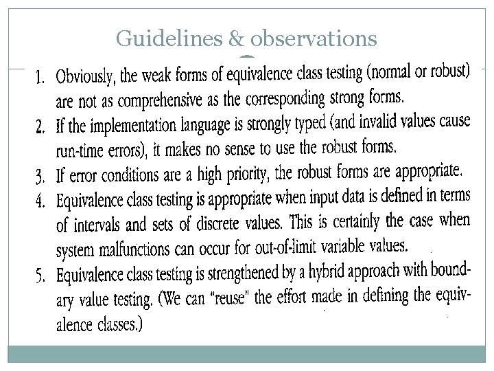 Guidelines & observations 