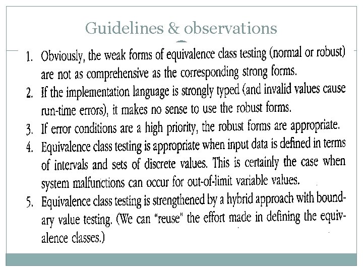 Guidelines & observations Guidelines & observations