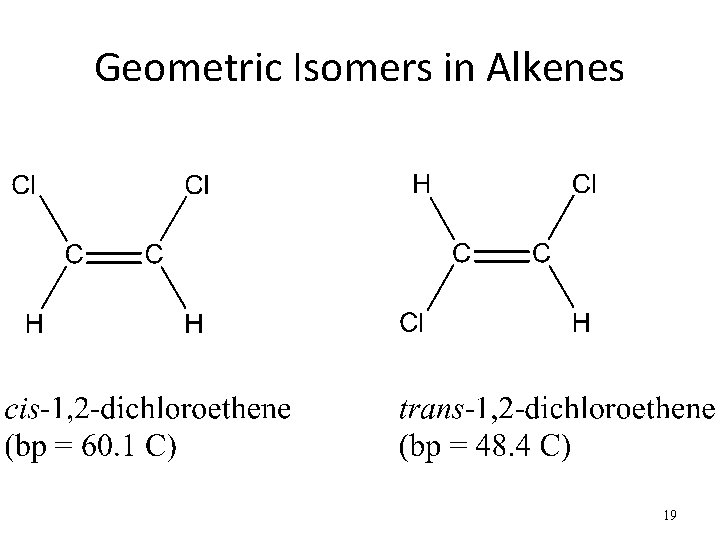 Geometric Isomers in Alkenes 19 