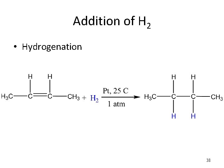Addition of H 2 • Hydrogenation 38 