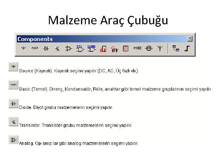 Malzeme Araç Çubuğu 