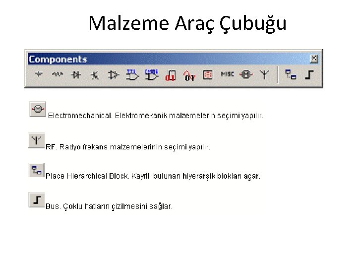 Malzeme Araç Çubuğu 