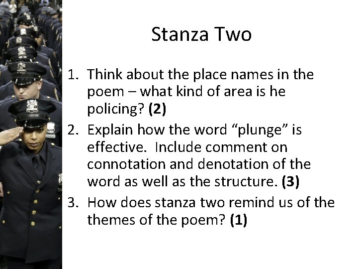 Stanza Two 1. Think about the place names in the poem – what kind