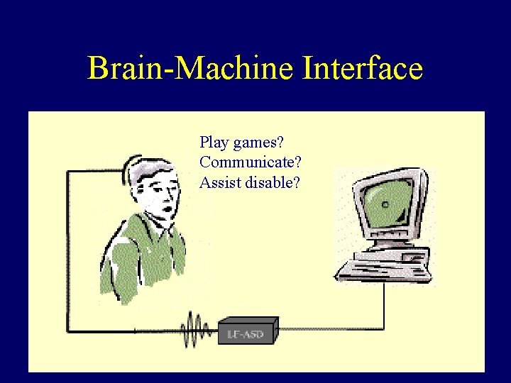 Brain-Machine Interface Play games? Communicate? Assist disable? 