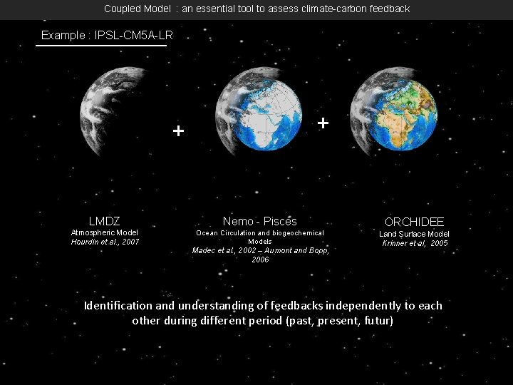 Coupled Model : an essential tool to assess climate-carbon feedback Example : IPSL-CM 5