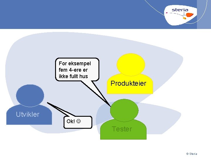 For eksempel fem 4 -ere er ikke fullt hus Produkteier Utvikler Ok! Tester p