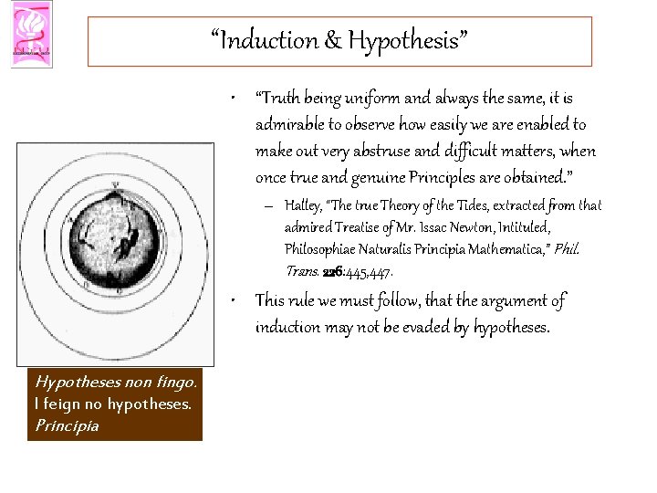 “Induction & Hypothesis” • “Truth being uniform and always the same, it is admirable
