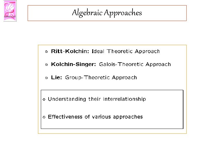 Algebraic Approaches 