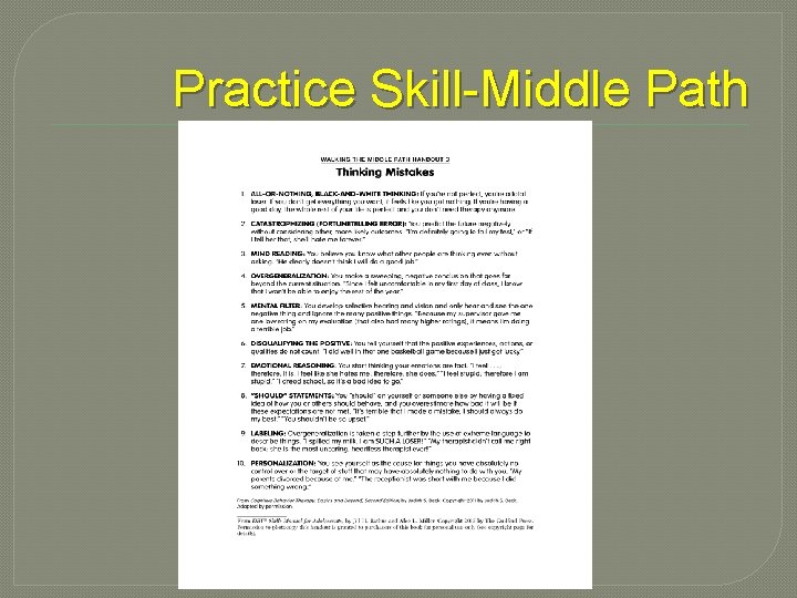 Practice Skill-Middle Path 