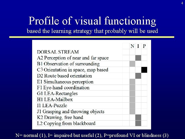 4 Profile of visual functioning based the learning strategy that probably will be used